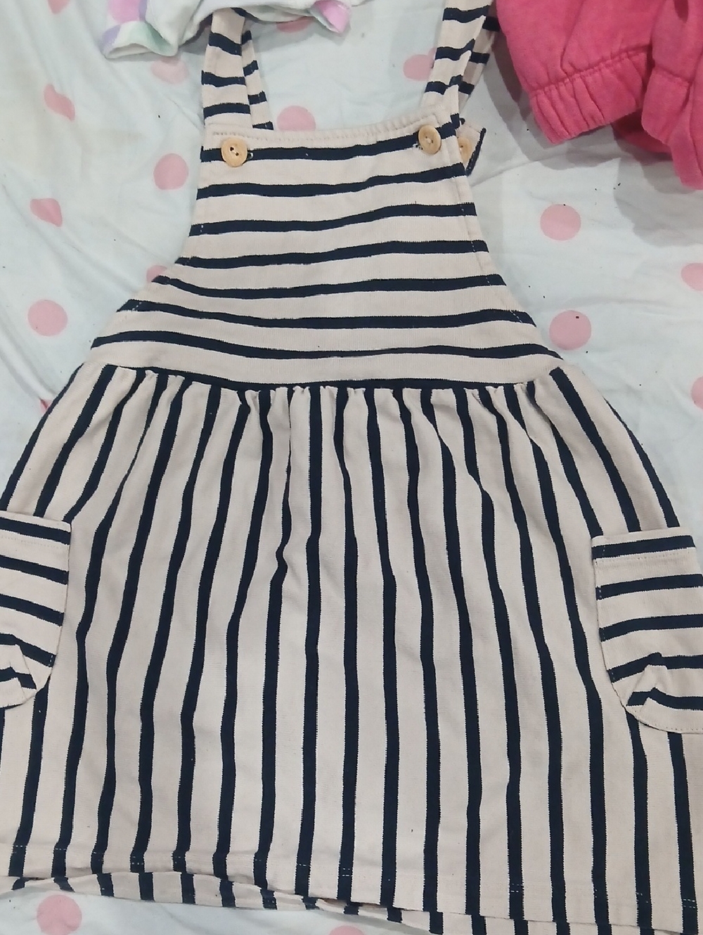 H&M White and Navy Striped Pinafore Dress for Girls